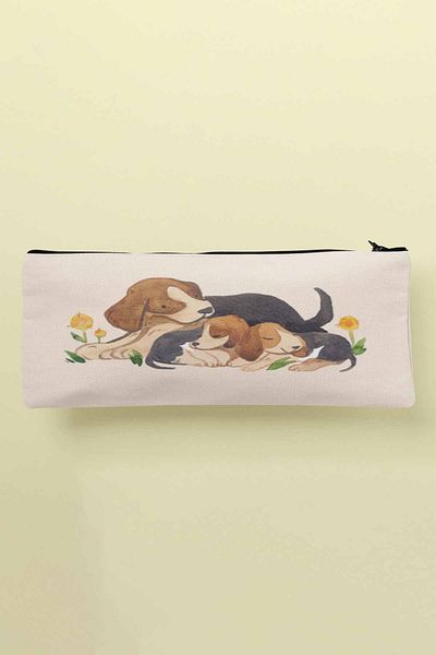 qoeuyl boutique Cute Dogs Printed υφασμάτινη τσάντα μακιγιάζ - Joy of Puppies Paw