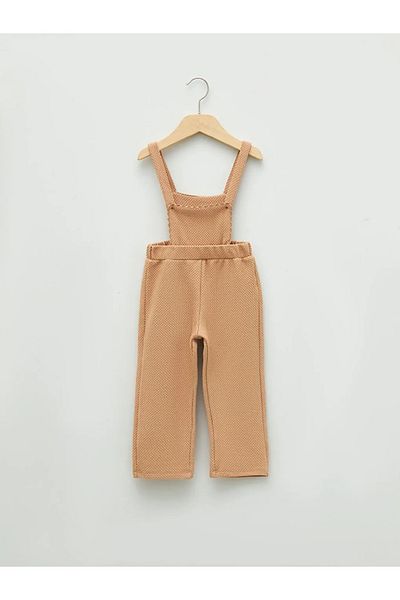 LC Waikiki LCW baby Beige τετράγωνο γιακά με λουράκι Basic Baby Girl Salopet