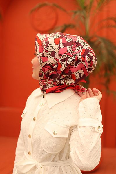 SİLKHOMEE Silk Twill Scarf 11434 - 13 Design