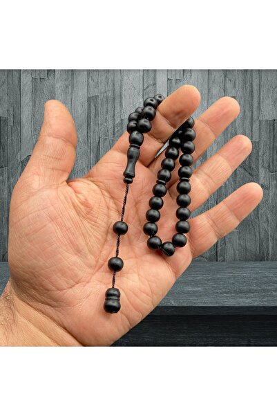 Kt 8 mm.MİSKET KESİM SİYAH RENK ALMAN FİBER TESBİH