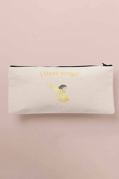 qoeuyl boutique Πορτοφόλι με θήκη για στυλό I Have Wings Fairy Printed υφασμάτινη τσάντα μακιγιάζ
