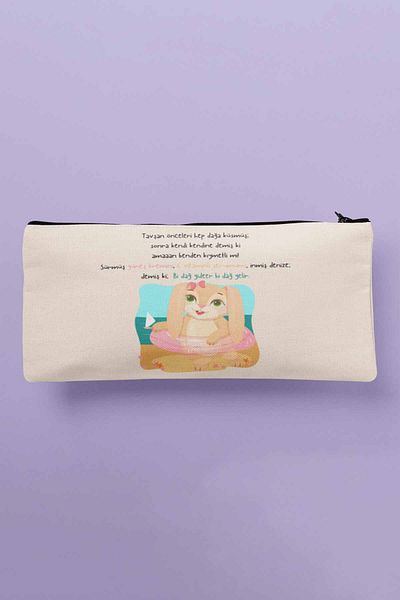qoeuyl boutique Αστεία εμπριμέ Rabbit Fun υφασμάτινη τσάντα μακιγιάζ - Πορτοφόλι με μολύβι