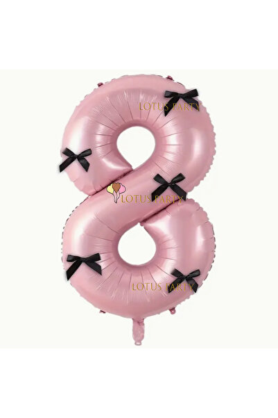 LOTUS PARTY Pink Numeral Balloon with Black Ribbon - Pink Numeral Balloon wit...