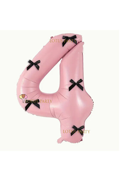 LOTUS PARTY Pink Numeral Balloon with Black Ribbon - Pink Numeral Balloon wit...