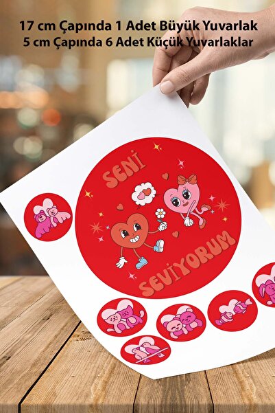 Atölye7Tasarım A4 Edible Ornament Pastry Cookie for Valentine's Day - Sugar P...