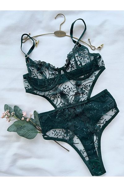 Feruzdesign Casey Green Underwire Bodysuit