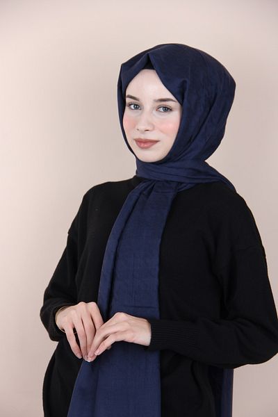 ipekevi Dark Blue Silkhouse Blend Shawl 5677