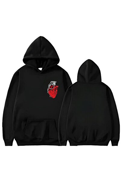 Arwen Fashion Red Heart Bomb Printed Hooded Sweat