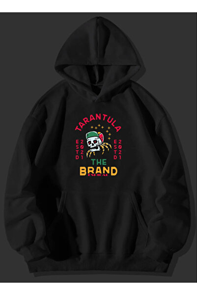 donamod Țesătură groasă cu glugă neagră imprimată Tarantula (unisex)