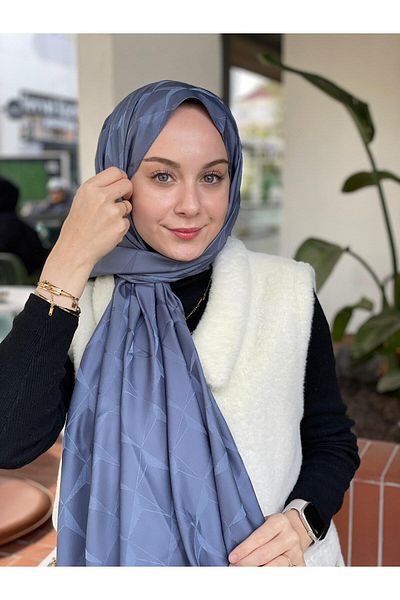 Loryan Loryan Flush Jacquard Cupra - BLAU JEANS șal eșarfă