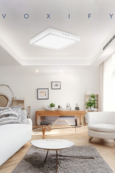 Voxify Kare Büyük Boy Modern Led Panel Armatür Avize Salon Lambası 6500K Beyaz Işık Metal