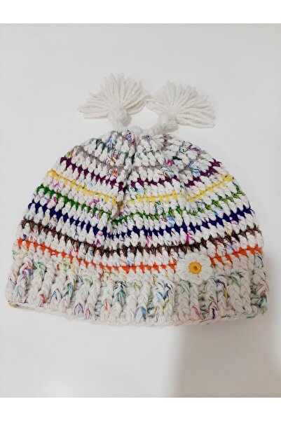 zümal tekstil tasarım Χειροποίητο πλεκτό μπερέ με μποέμικο σχέδιο