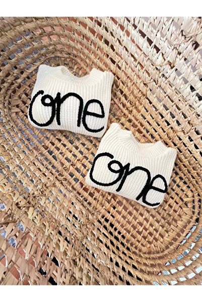 Hobimaker Triko Kazak Unisex Bebek Çocuk Selanik 1 Yaş One Yazılı İsimli Kazak