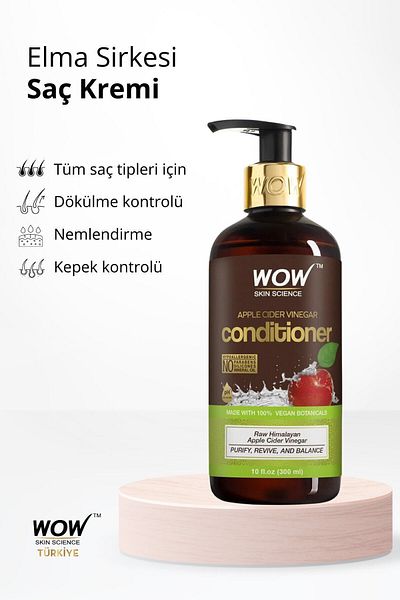 WOW Skin Science بلسم حمض التفاح للشعر - مكونات طبيعية 96% فيتامينات B1، B5، B6 وزيت اللوز الحلو