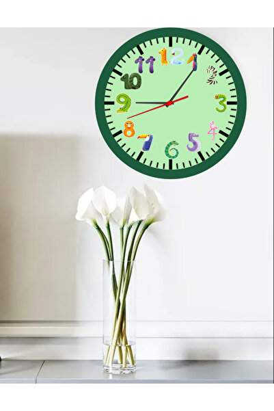 Elbasan Tekstil Animals Çocuk Odası Duvar Saati 29 x 29 cm Ahşap