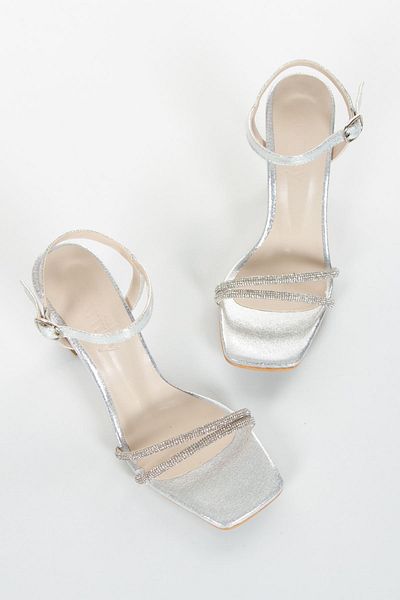 derithy Fancy Piping Cataramă Toc subțire Jurdan Talpă Sandale Pantofi de vară-vtr0349-Satin argintiu