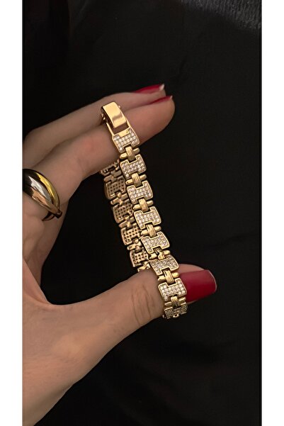 Opia JEWELRY - VIP x XP Kuyumcu Model Zirkon Taşlı Çelik Bileklik [18+2 CM]