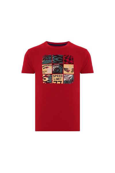 ROUTEFIELD Men's T-Shirt Tags Claret Red