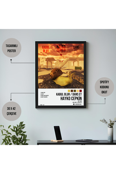 Orendart Hayko Cepkin - Kabul Olur / Dans Et /albüm Spotify Çerçeveli Poster Tablo