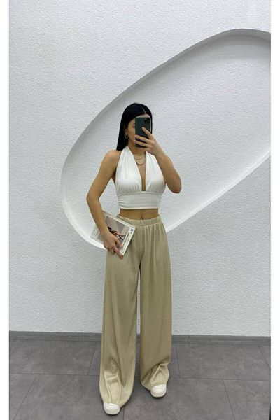 Sachistanbul Pleated Trousers with Elastic Waist