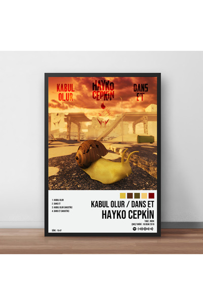 Orendart Hayko Cepkin - Kabul Olur / Dans Et /albüm Spotify Çerçeveli Poster Tablo