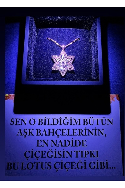 SARIASLAN Işıklı Kutuda Yeni Lotus Kadın Gümüş Kolye, Sevgiye Özel Doğum Günü...