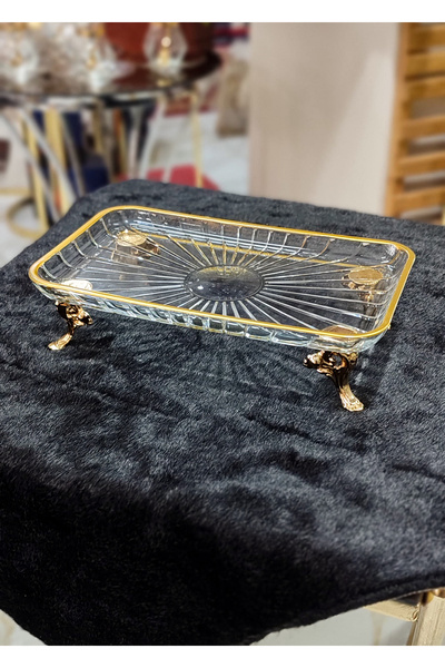SEÇKİNEV Swan 4 Parça Gold Deatylı Ayaklı Tabak Sunum Set