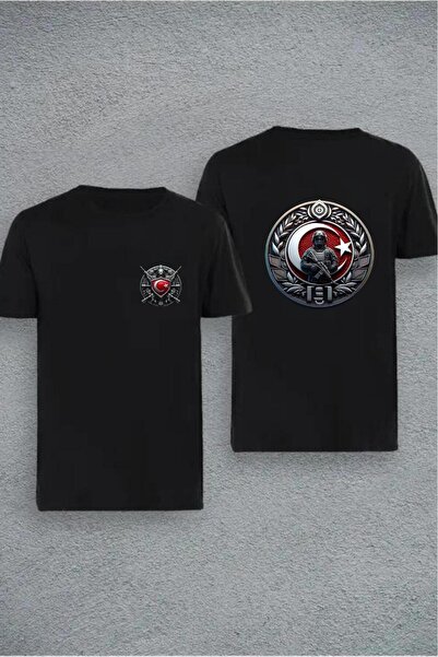 JoneBase Unisex Tasarım Askeri Türkçü Baskılı Oversize Kısa Kol %100 Pamuk T-...