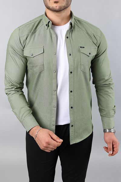 Enuygunenmoda Slim Fit Double Pocket A Ποιοτικό ανδρικό τζιν πουκάμισο