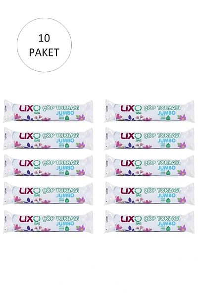 LİXO J-250 Jumbo Size Garbage Bag 80 x 110 cm 10 Pieces Roll x 10 Pack = 100 Pieces (Blue)