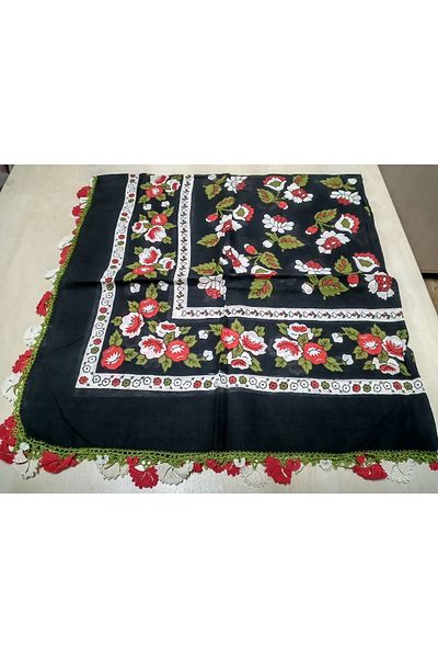 hoaryage Writing Dress - Shuttle and Crochet Embroidered, 4 Edge Scarf, Cheesecloth Yemeni