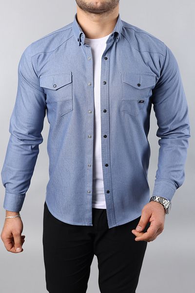 Enuygunenmoda Slim Fit Double Pocket A Ποιοτικό ανδρικό τζιν πουκάμισο