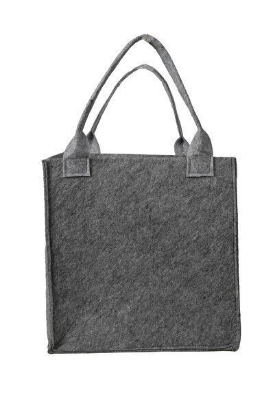 YUNUSOĞLU HOME Gray Felt Cube Organizer - Toy Box with Handle