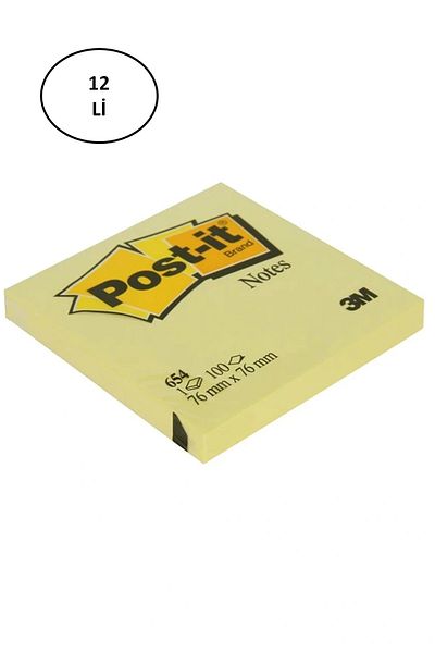 Eng Post-It 3M 654 Adhesive Note Paper 76 x 76 mm 100 Sheets Yellow