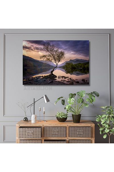 Artarilion Pictură pe pânză cu temă Solitude în copac Design Canvas Decor de perete Pictură pentru camera de zi