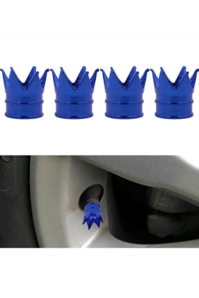 MeyZone Alüminyum Kral Tacı Sibop Kapağı 4'lü Mavi Kral Tacı Sibob Kapağı Taç...