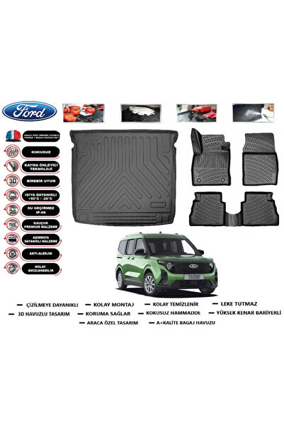 ko kaliteoto Ford Tourneo Courier 2025 Model Bagaj Havuzu Araca Özel Paspas T...