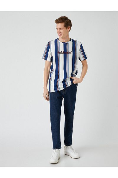 Koton Striped Embroidered T-Shirt