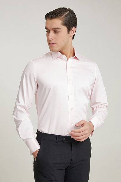 D'S Damat Πουκάμισο Ds Damat Slim Fit Pink Plain Nano Care