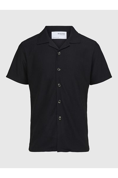 Selected Homme Kurzarmhemd Geripptes cuban collar