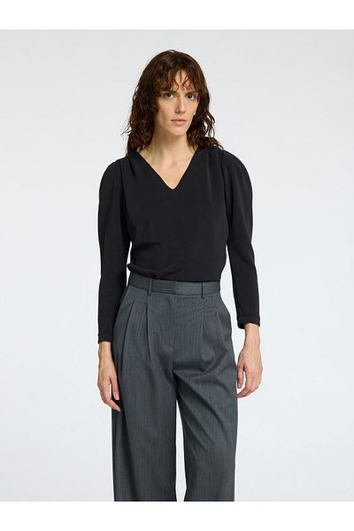 Selected Femme Top mit V-Ausschnitt Drapiertes