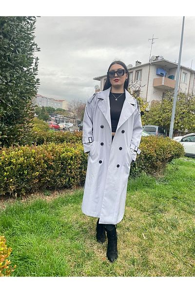 TANISA Long Button Detail Trench Coat