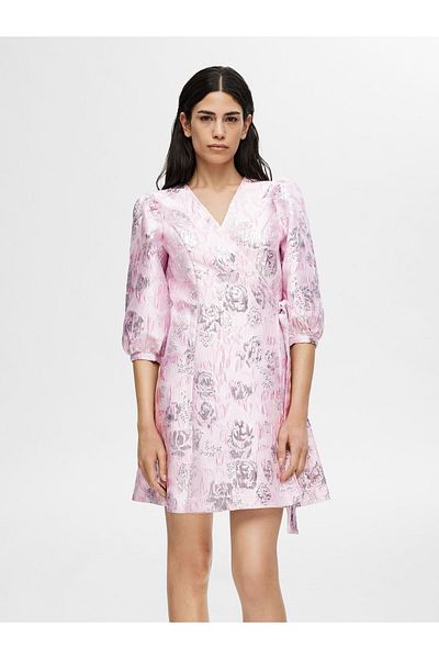 Selected Femme Wickelkleid Geblümtes Jacquard