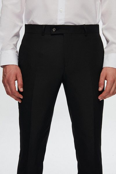 Twn Black Dobby Fabric Trousers