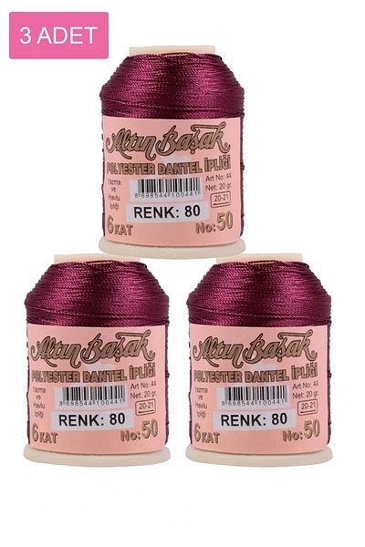 NEZADE STORE 3 Pieces of Gold Needle and Lace Thread 20 Gr - Royaleks - No: 080