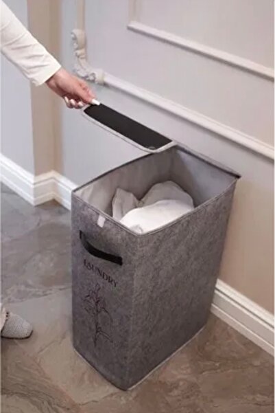 Smyak Καλάθι βρώμικων ρούχων με κάλυμμα από τσόχα, Οργανωτής πολλαπλών χρήσεω...