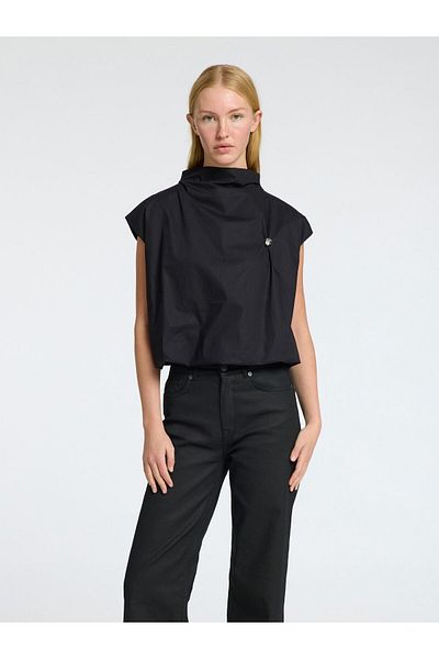 Selected Femme Crop Top mit hohem Halsausschnitt