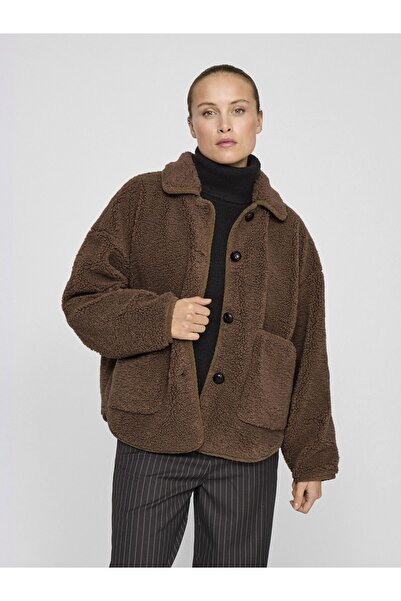 VILA Jacke Geknöpfte Teddy