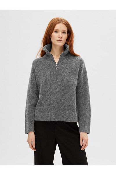 Selected Femme Pullover mit halbem Reißverschluss
