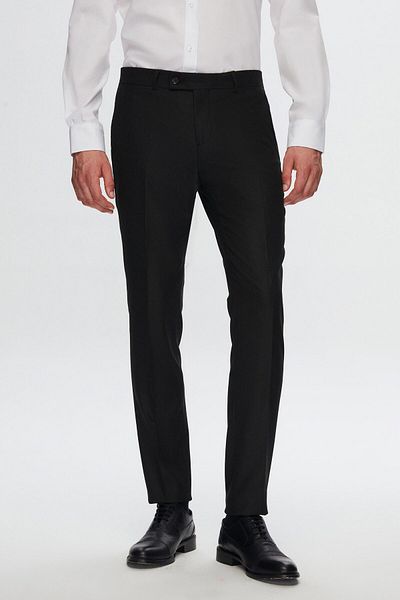 Twn Black Dobby Fabric Trousers
